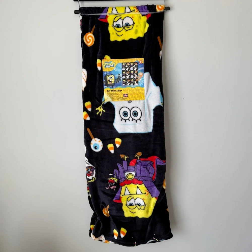 New SpongeBob SquarePants Halloween Throw Blanket Black Vampire Patrick Mummy